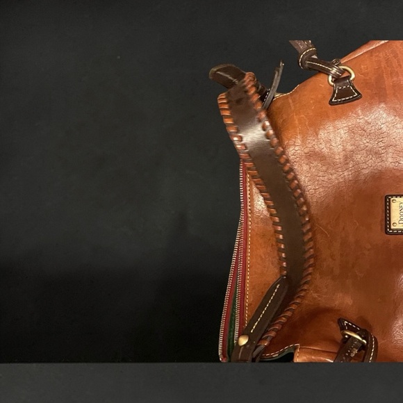 Dooney & Bourke Cognac Leather Shoulder Bag with Braided Strap - Picture 7 of 8